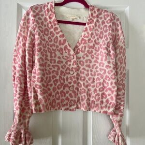 LoveShackFancy Pink Boscom Knit Cardigan